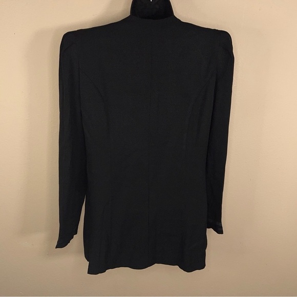 VINTAGE MICHAEL BLAKE 8 PETITE BLACK BLAZER TOP BLOUSE LONG SLEEVE - Picture 4 of 11